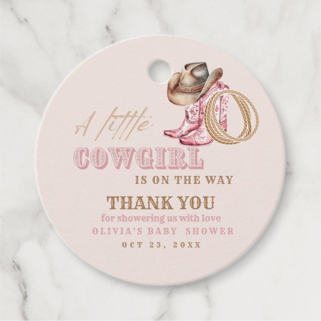  Cowgirl Baby Shower Gift Tags  (Front)