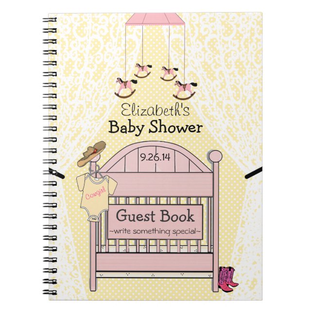 Cowgirl Baby Shower Guest Book- Notebook (Front)