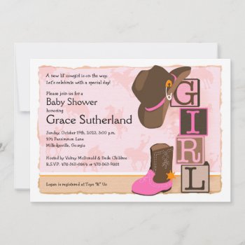 Cowgirl Baby Shower Inviation Invitation by NaptimeCards at Zazzle