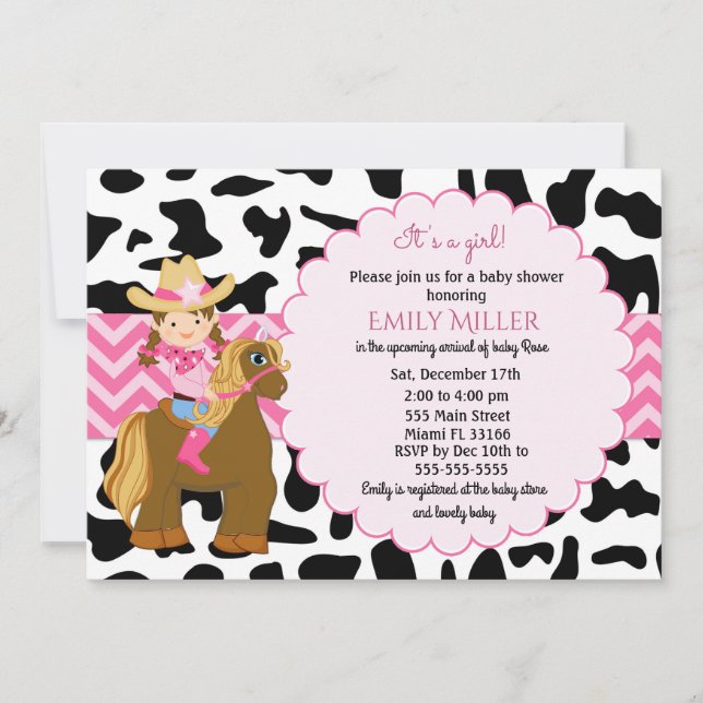 Cowgirl Baby Shower Invitation (Front)
