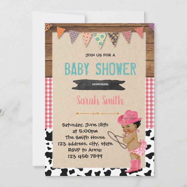 Cowgirl baby shower invitation (Front)