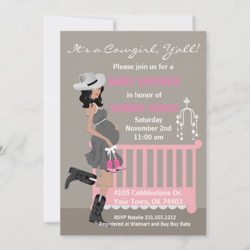 Cowgirl Baby Shower Invitation _ African American