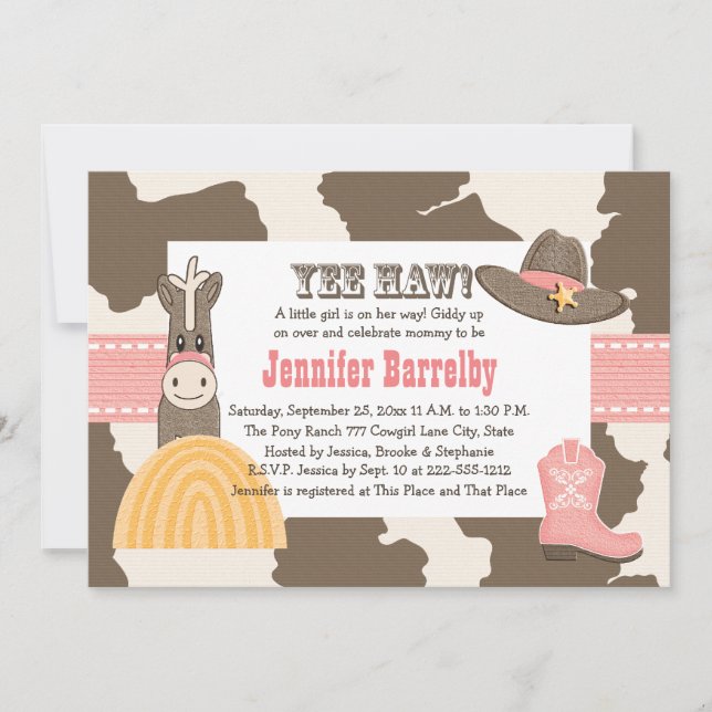 Cowgirl Baby Shower Invitations (Front)