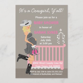Cowgirl Baby Shower Invitations - Blonde Western by AnnounceIt at Zazzle