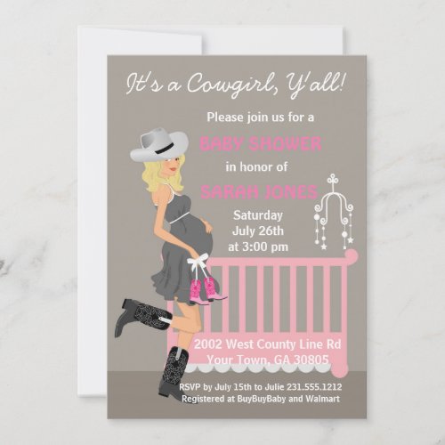 Cowgirl Baby Shower Invitations _ Blonde Western