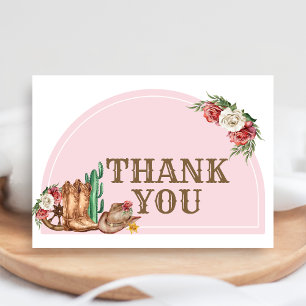 Cowgirl Baby Shower Letterpress Thank You Card