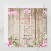 Cowgirl Baby Shower Pink Rustic Wood Girl Blonde Invitation (Back)