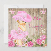 Cowgirl Baby Shower Pink Rustic Wood Girl Blonde Invitation (Front)