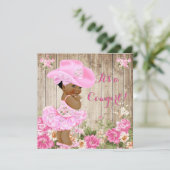 Cowgirl Baby Shower Pink Rustic Wood Girl Ethnic Invitation (Standing Front)