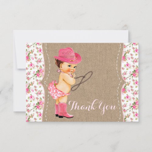 Cowgirl Baby Shower Thank You Card