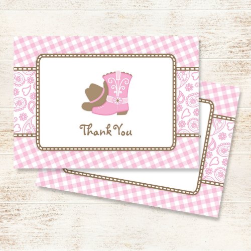 Cowgirl Baby Shower Thank You pink and brown