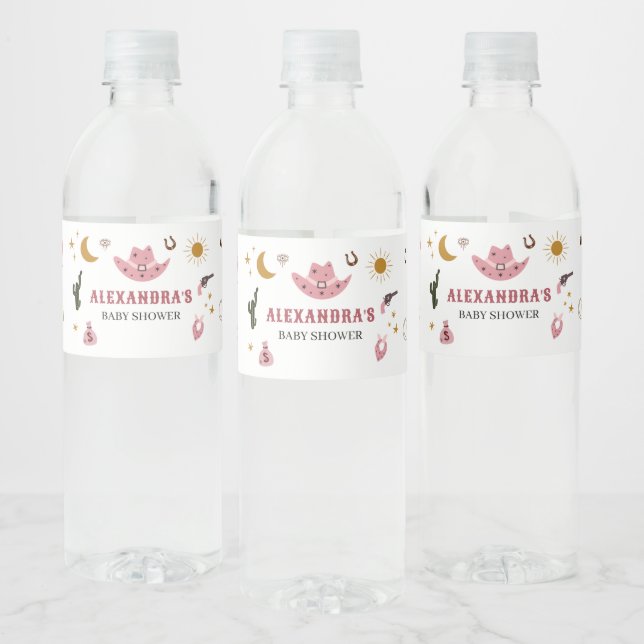 Cowgirl Baby Shower  Water Bottle Label (Bottles)