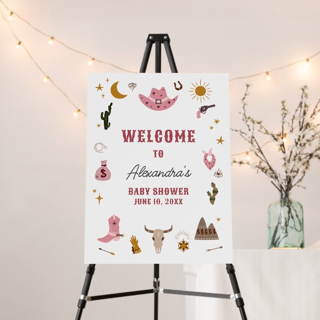 Cowgirl Baby Shower Welcome Sign (In Situ (Stand))