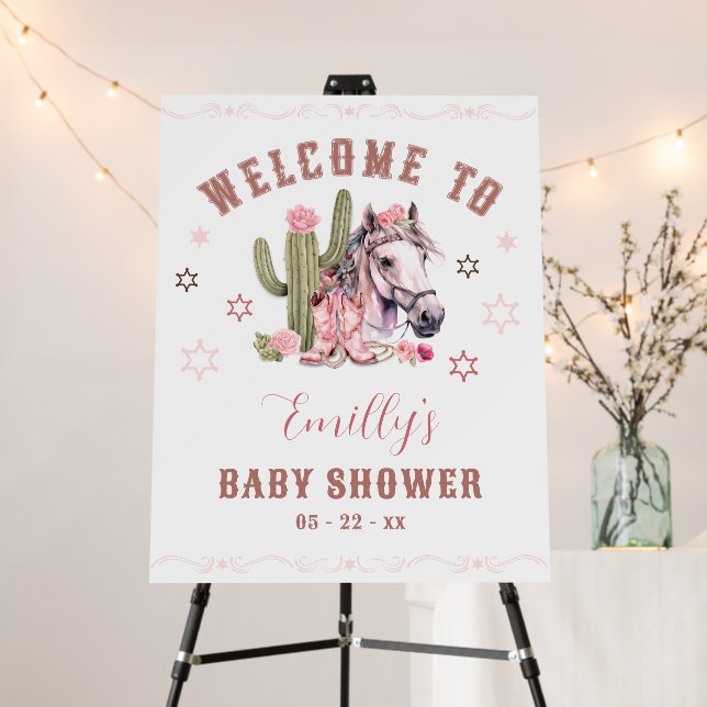 Cowgirl Baby Shower Welcome Sign – Saddle Up (In Situ (Stand))