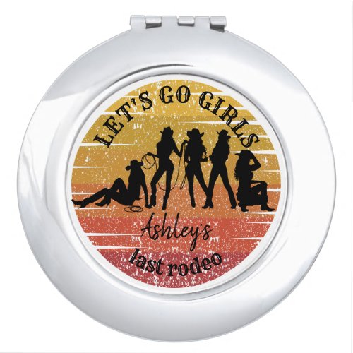 Cowgirl bachelorette bridal party personalized compact mirror