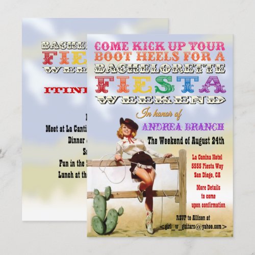 Cowgirl Bachelorette Fiesta Weekend Invitations
