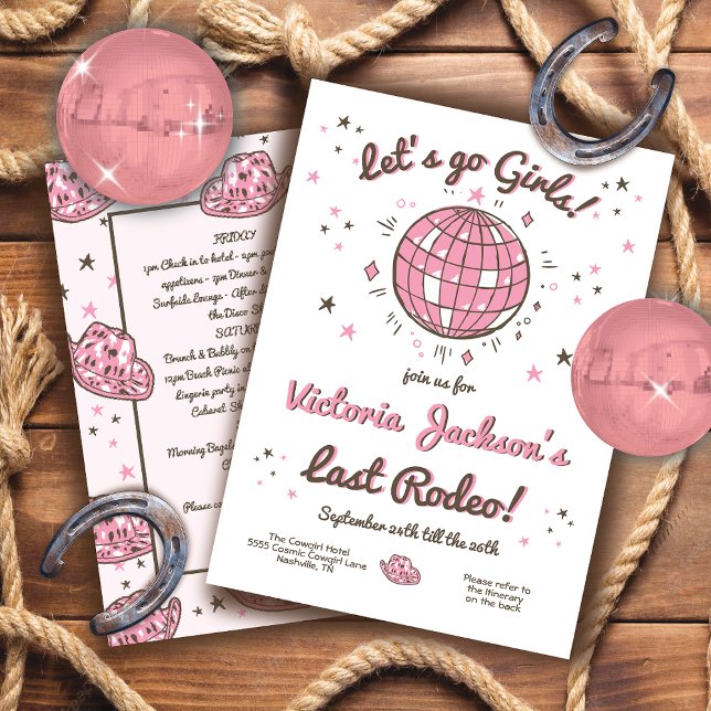 Cowgirl Bachelorette Itinerary Let's Go Girls Invi Invitation (Creator Uploaded)