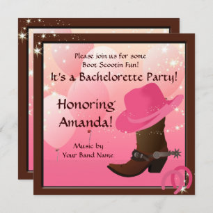 Cowgirl Bachelorette Party Custom Invitation