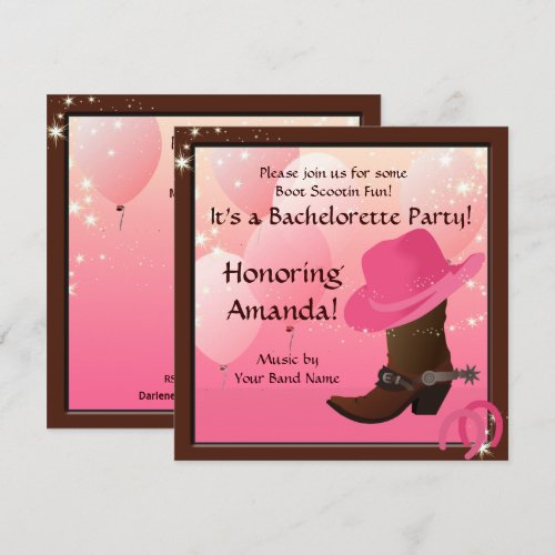 Cowgirl Bachelorette Party Custom Invitatio Custom Invites
