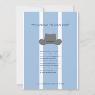 Cowgirl Bachelorette Party Game Cards