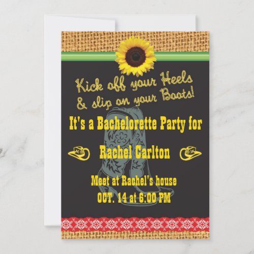 Cowgirl Bachelorette Party Invitation