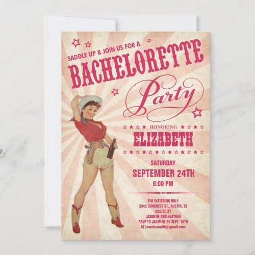 Cowgirl Bachelorette Party Invitations