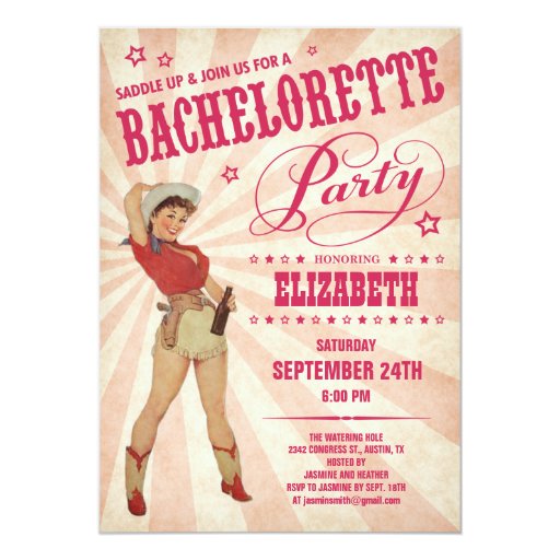 Cowgirl Bachelorette Party Invitations 2