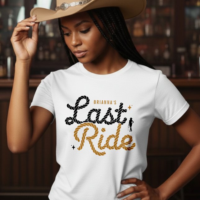 Cowgirl Bachelorette Party Last Ride Brown Rope T-Shirt (Creator Uploaded)