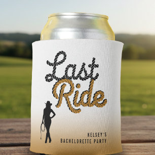 Cowgirl Bachelorette Party Last Ride Ombre Brown Can Cooler