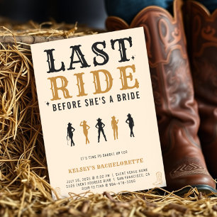 Cowgirl Bachelorette Party Last Ride Tan Brown Invitation