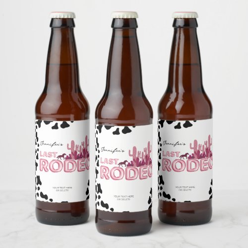 Cowgirl bachelorette party Last Rodeo  Beer Bottle Label