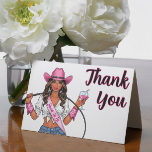 Cowgirl Bachelorette Party Whips Wine & Wild Times Letterpress Thank You Card