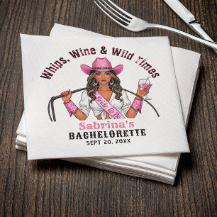 Cowgirl Bachelorette Party Whips Wine & Wild Times Napkins