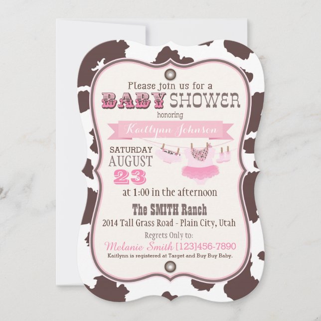 Cowgirl Bandanna Tutu Baby Shower Invitation (Front)