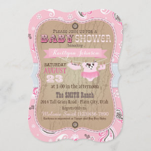 Cowgirl Bandanna Tutu Baby Shower Invitation