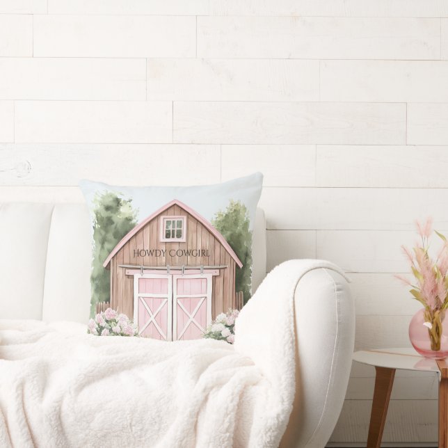 Cowgirl Barn Farm Throw Pillow (Couch)