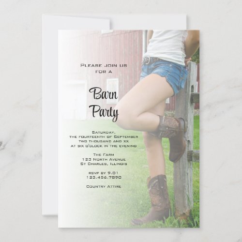 Cowgirl Barn Party Invitation