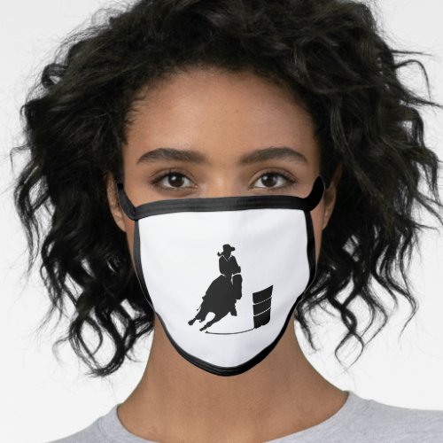 Cowgirl Barrel Racer Black Silhouette Face Mask