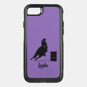Cowgirl Barrel Racer Silhouette Rodeo on Purple OtterBox Commuter iPhone SE/8/7 Case