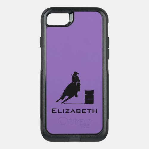 Cowgirl Barrel Racer Silhouette Rodeo on Purple OtterBox Commuter iPhone SE87 Case
