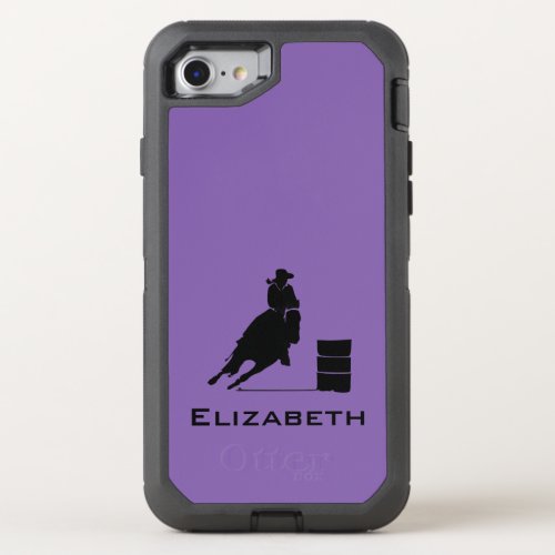 Cowgirl Barrel Racer Silhouette Rodeo on Purple OtterBox Defender iPhone SE87 Case