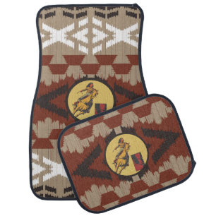 Cowgirl Barrel Racing Horse Riding Aztec Tribal Car Floor Mat