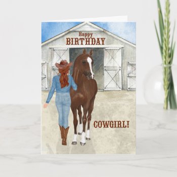 Cowgirl Birthday Country Western Theme Card by PAWSitivelyPETs at Zazzle