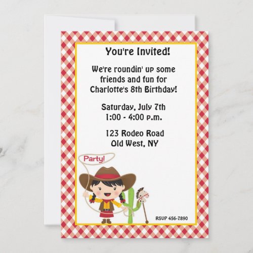 Cowgirl Birthday Invitation