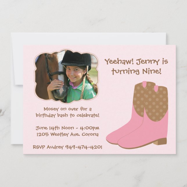 Cowgirl Birthday Invitation (Front)