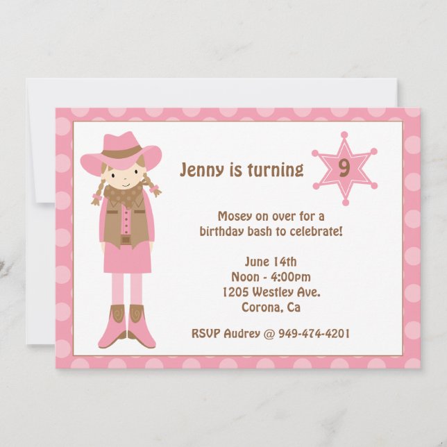 Cowgirl Birthday Invitation (Front)