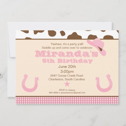 Cowgirl Birthday Invitation