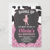 Cowgirl birthday invitation bandana cow print (Front)