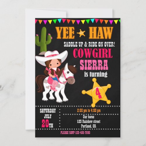 Cowgirl birthday invitation Western birthday party
