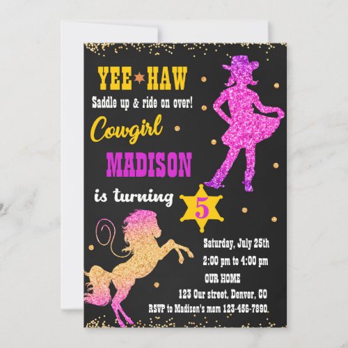 Cowgirl birthday invitation Western invitation